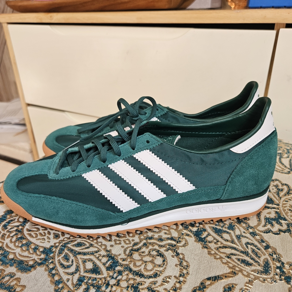 Adidas Men's Green and White Sneakers